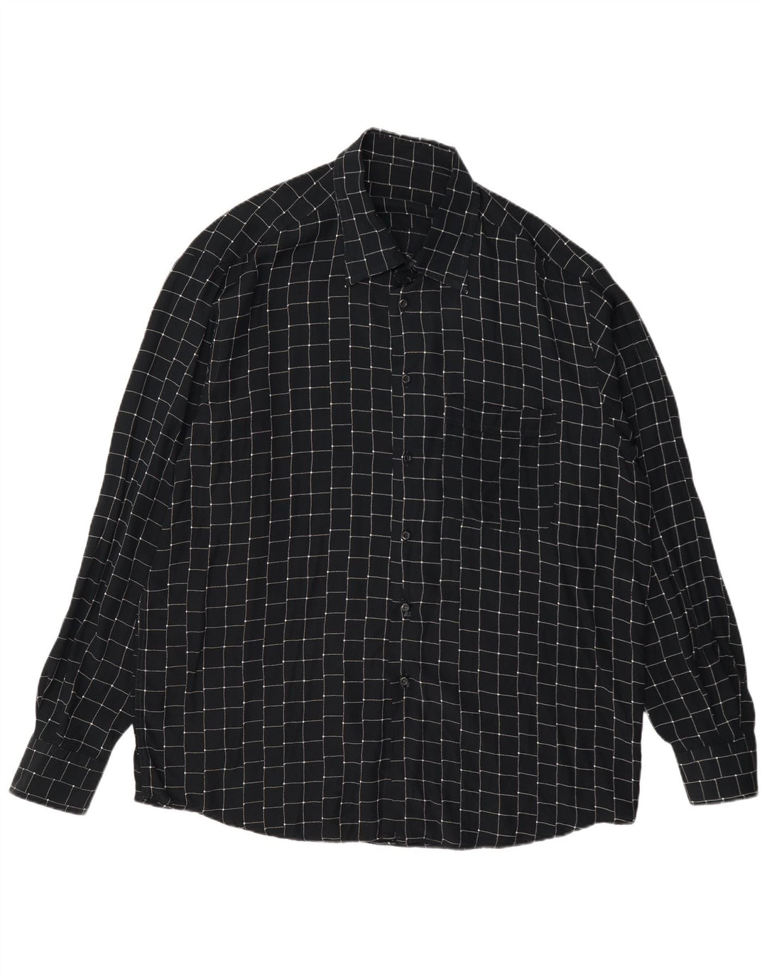 Vintage herreskjorte stor sort geometrisk viskose