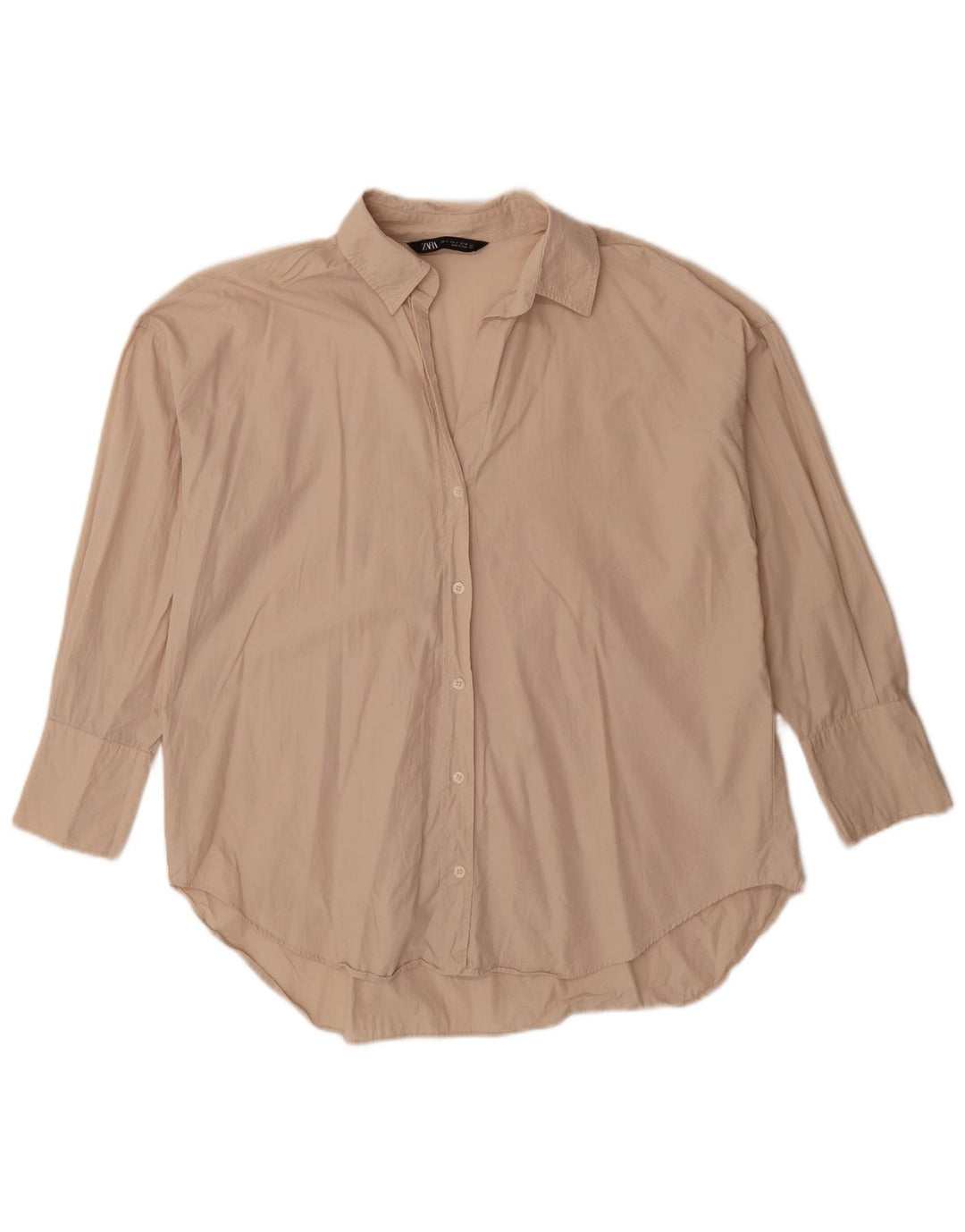 Zara Dame Oversized Shirt UK 10 Small Beige