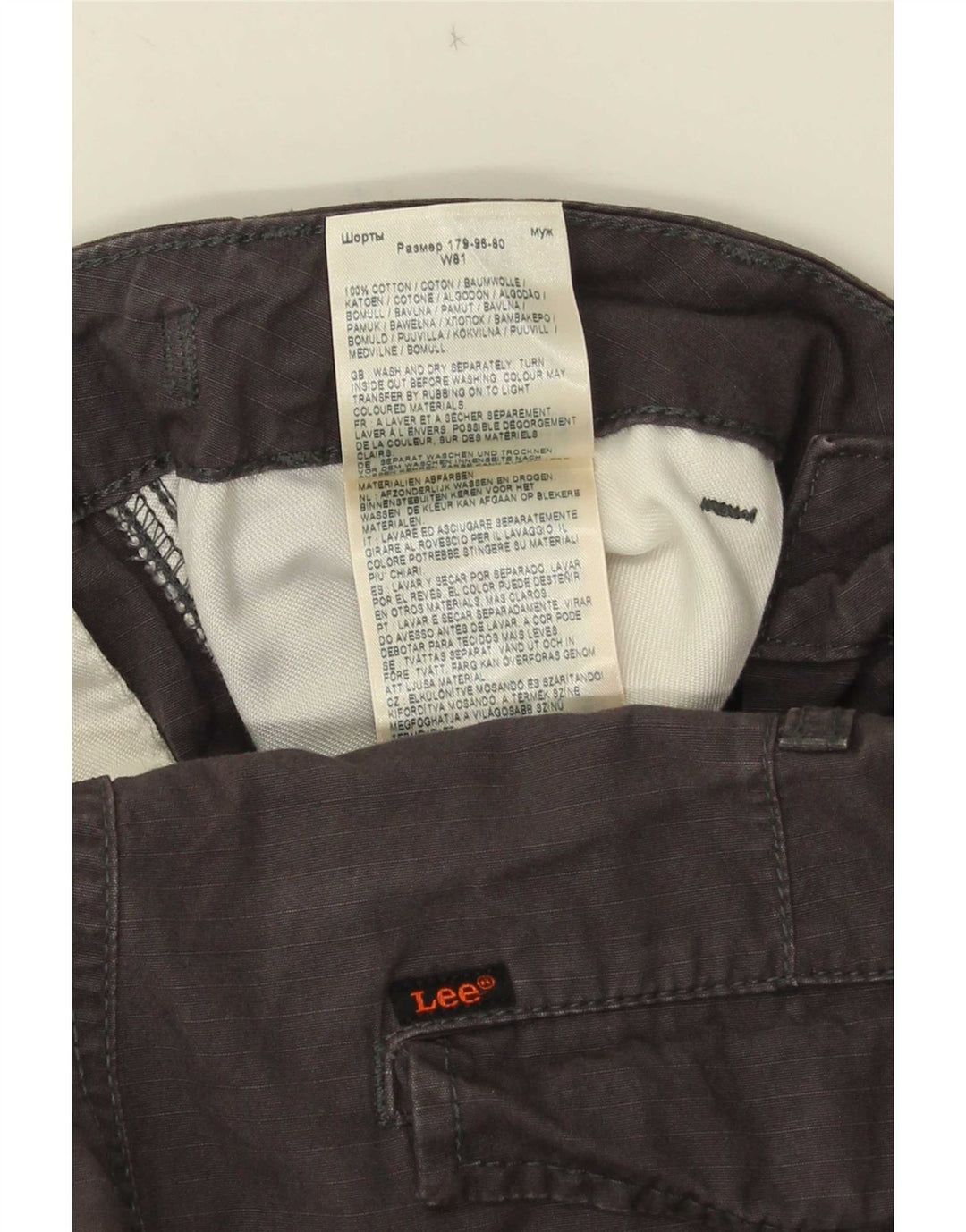 Lee Herre Cargo Shorts W32 mellemgrå bomuld