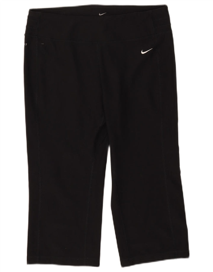 Nike Dame Dri Fit Capri Træningsdragt Bukser UK 14 Medium Sort Polyester