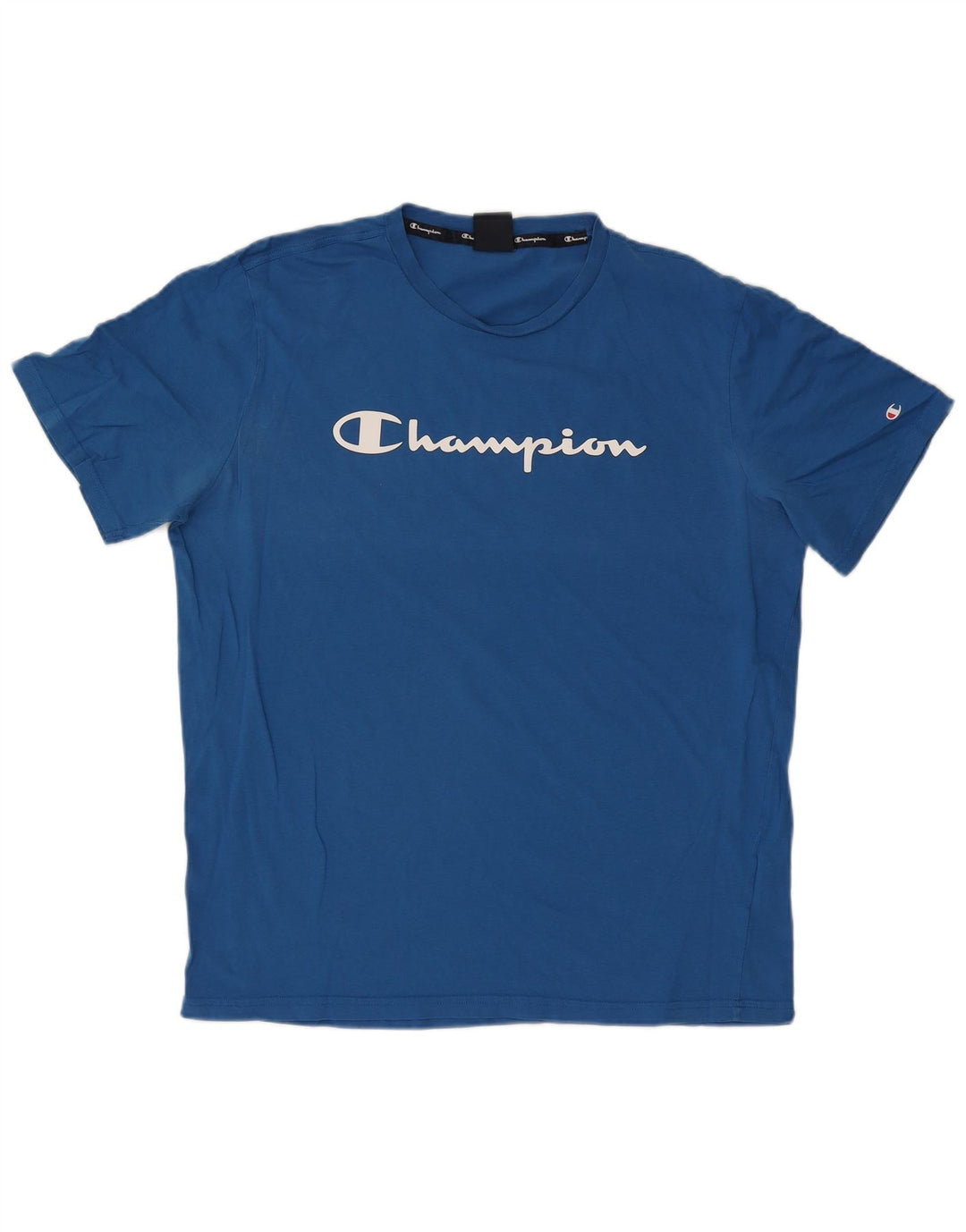 Champion Herre Grafisk T-Shirt Top 3XL Blå Bomuld