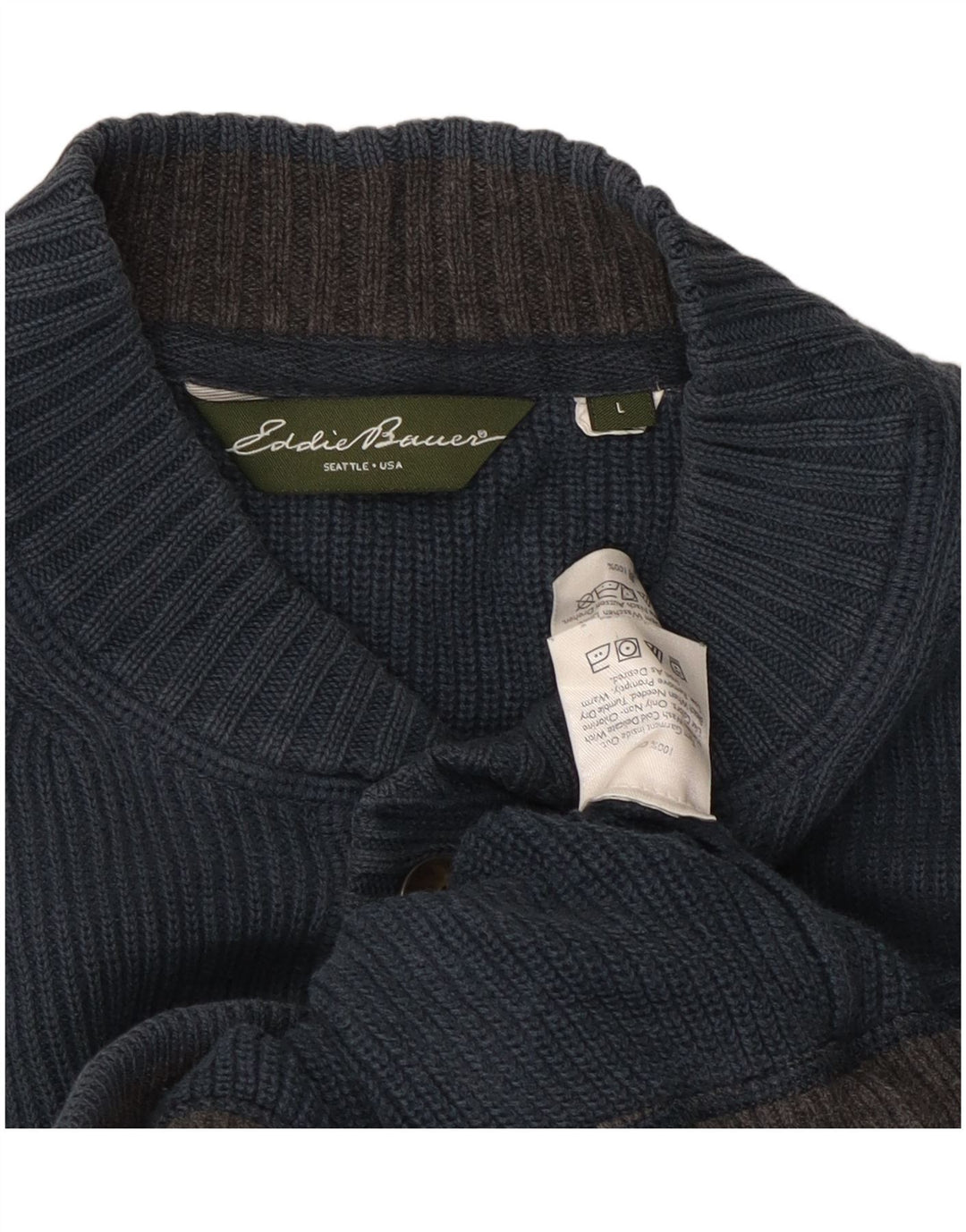 EDDIE BAUER Herre sweater med rund hals, stor marineblå bomuld