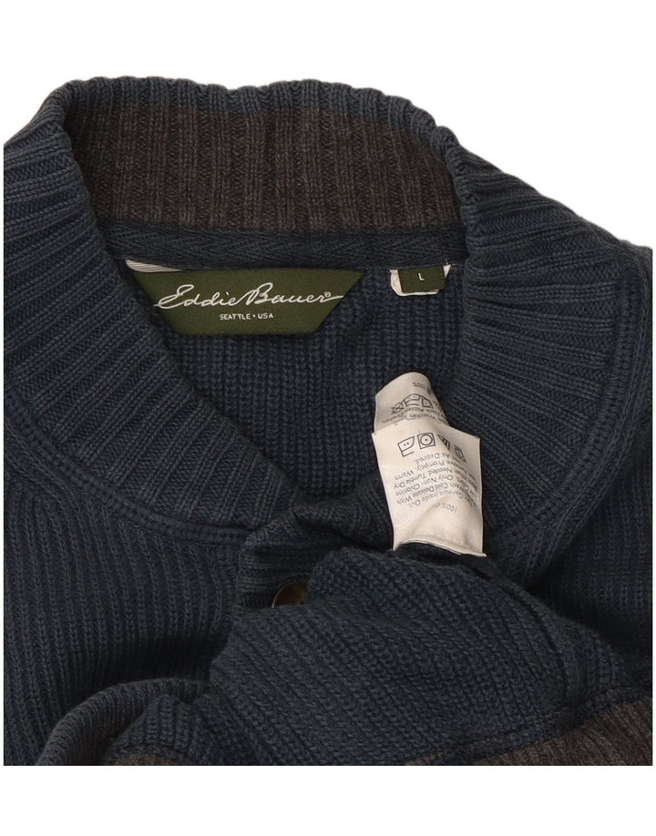 EDDIE BAUER Herre sweater med rund hals, stor marineblå bomuld