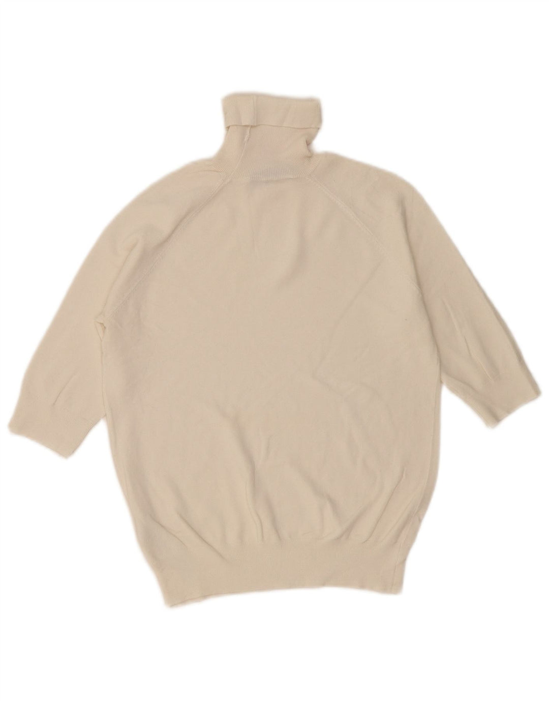 Zara Dame Rullehals Sweater UK 12 Medium Off White Viscose