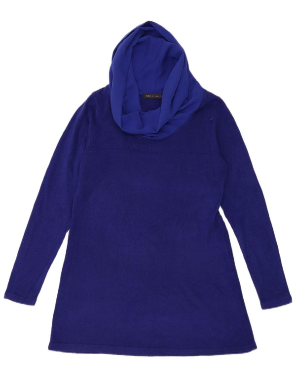 Marks & Spencer Womens Roll Neck Jumper Sweater UK 12 Medium Blue Polyester