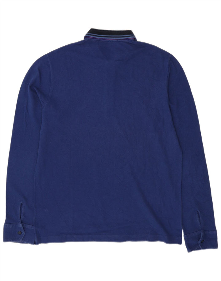 Fred Perry Langærmet poloshirt til mænd mellemblå stribet bomuld