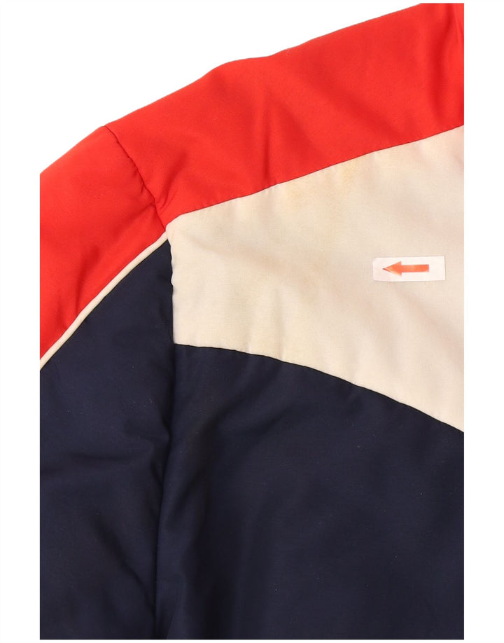 Vintage polstret damejakke UK 14 Large Navy Blue Colourblock