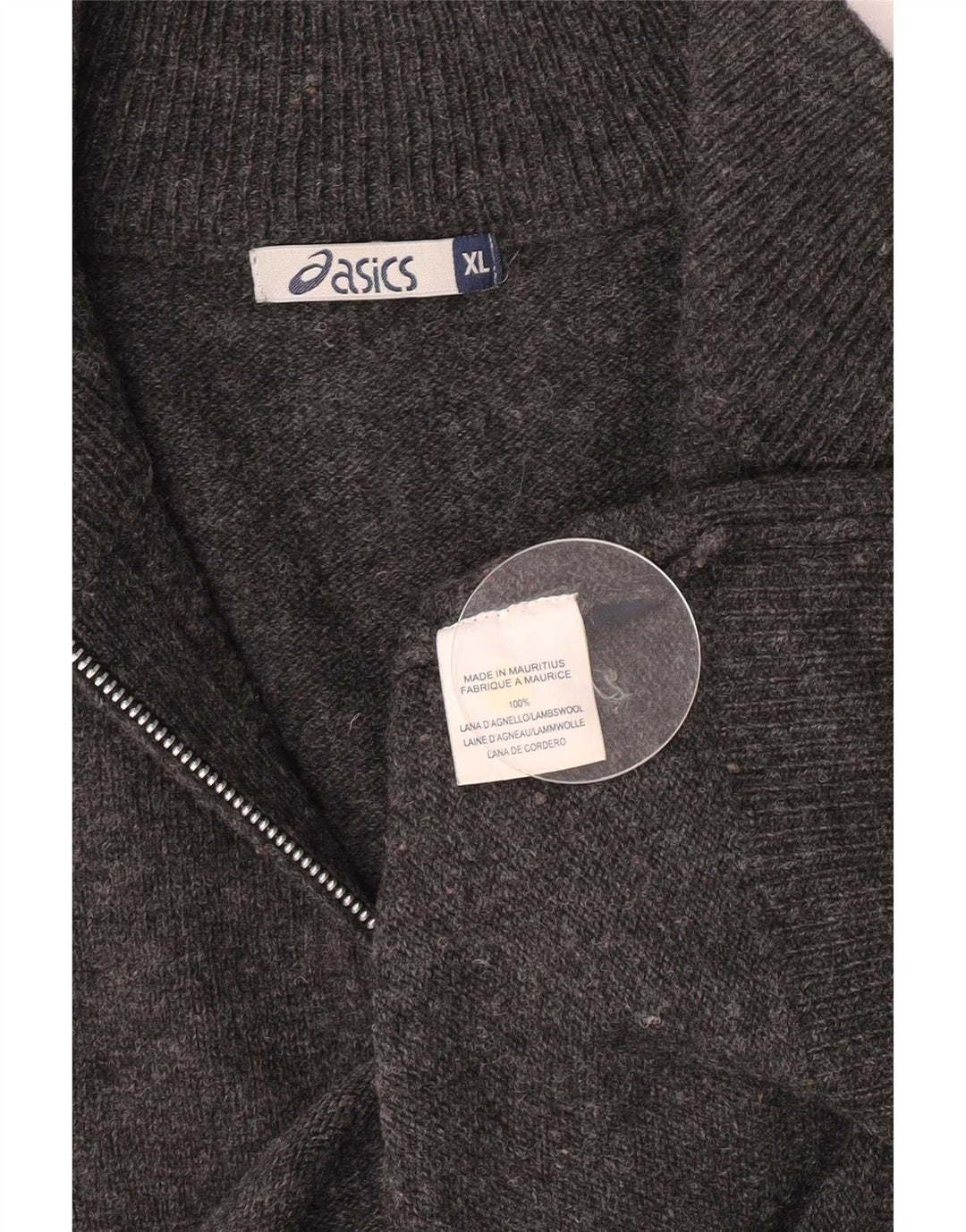 Asics Herre Zip Neck Jumper Sweater XL Grå lammeuld