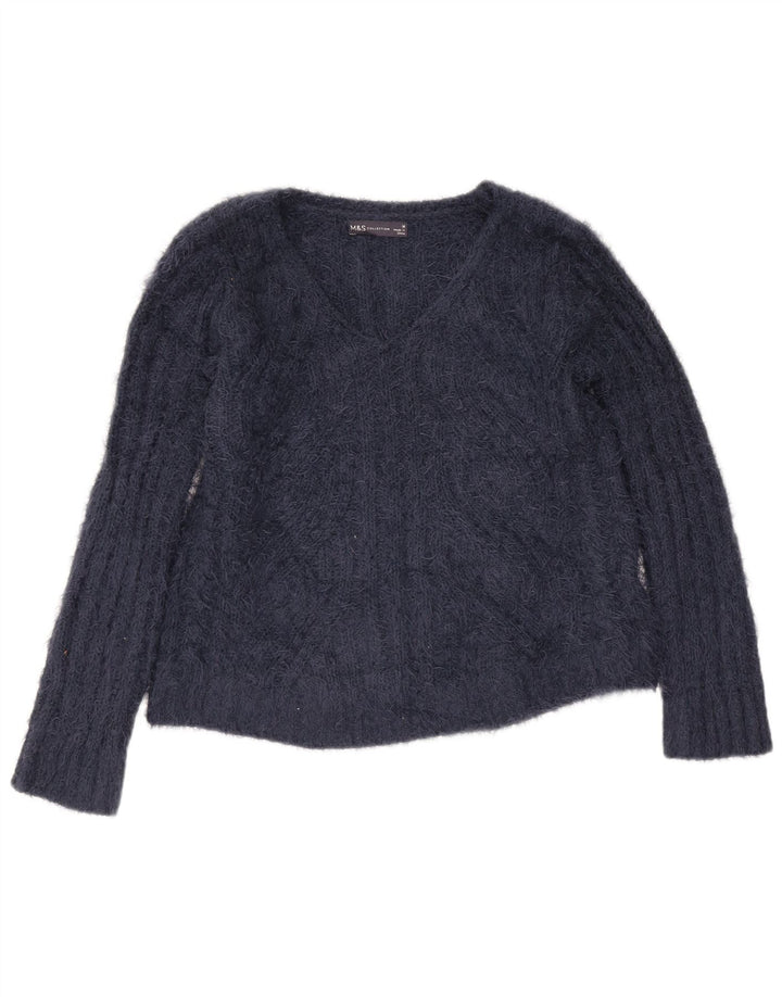 Marks & Spencer Dame V-hals sweater UK 14 Medium Navy Blue