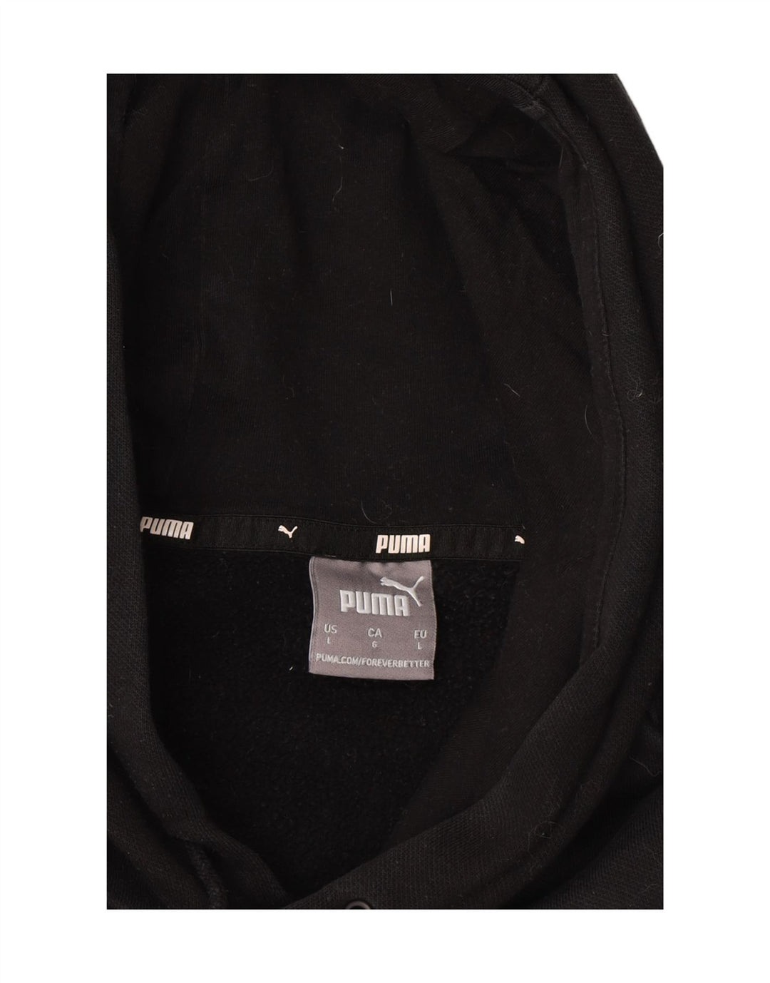 PUMA Mens Graphic Hoodie Jumper Large Black Cotton Vintage Puma and Second-Hand Puma from Messina Hembry 