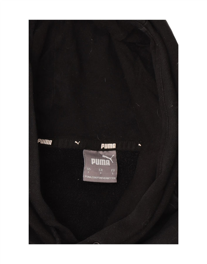 PUMA Mens Graphic Hoodie Jumper Large Black Cotton Vintage Puma and Second-Hand Puma from Messina Hembry 