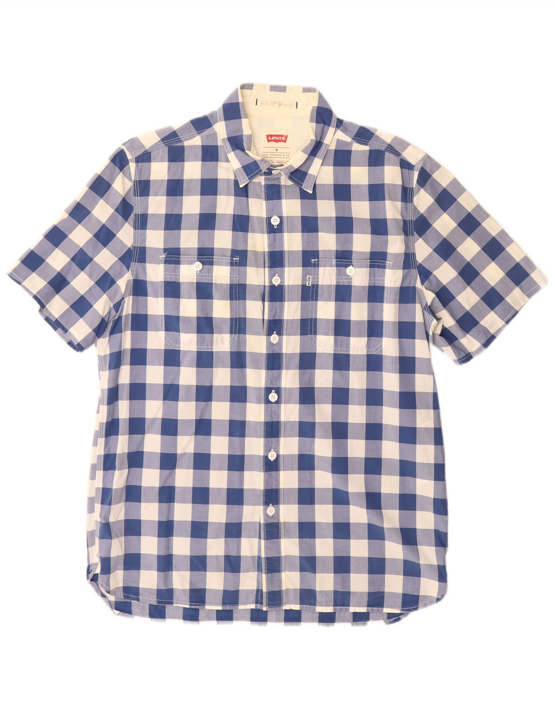 Levi's Kortærmet Herre skjorte med standard pasform Medium Blue Gingham Cotton