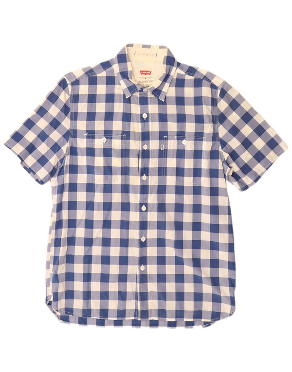 Levi's Kortærmet Herre skjorte med standard pasform Medium Blue Gingham Cotton