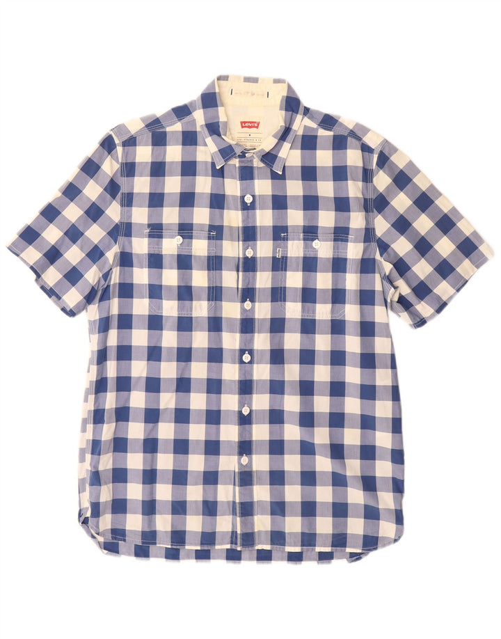 Levi's Kortærmet Herre skjorte med standard pasform Medium Blue Gingham Cotton