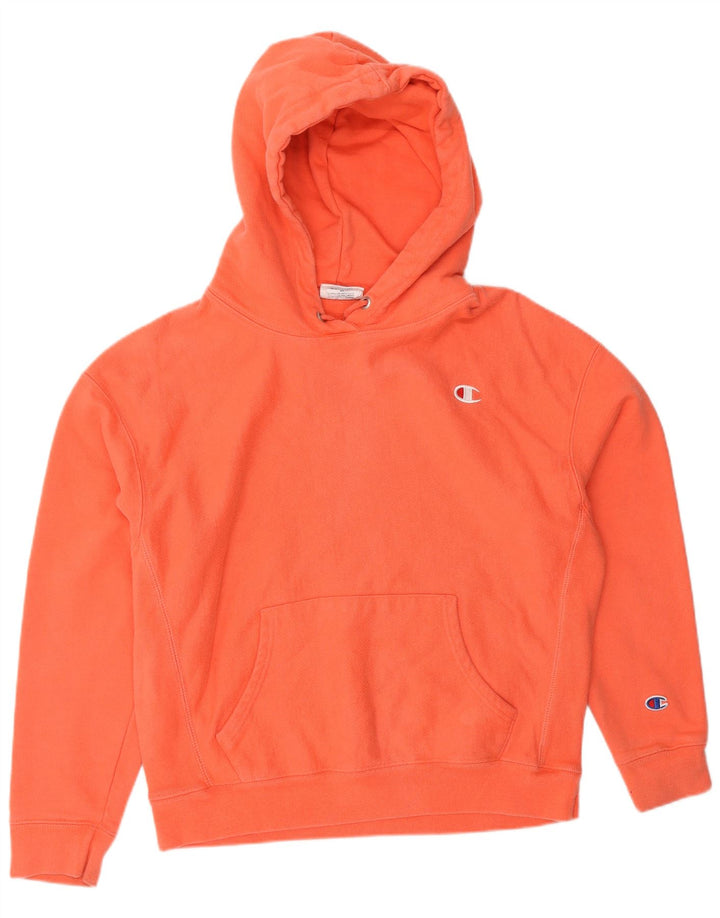 CHAMPION Womens Reverse Weave Hoodie Jumper UK 18 XL Orange Bomuld