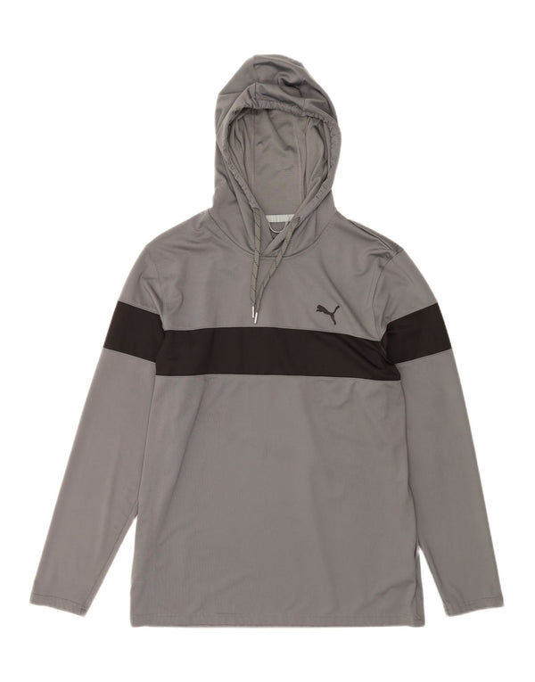 PUMA Mens Hooded Top Long Sleeve Medium Grey Colourblock Polyester
