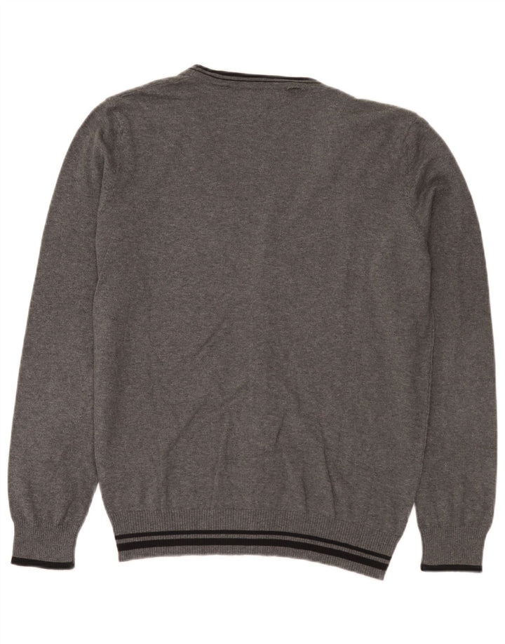 Zara Herre cardigan sweater Stor grå stribet bomuld
