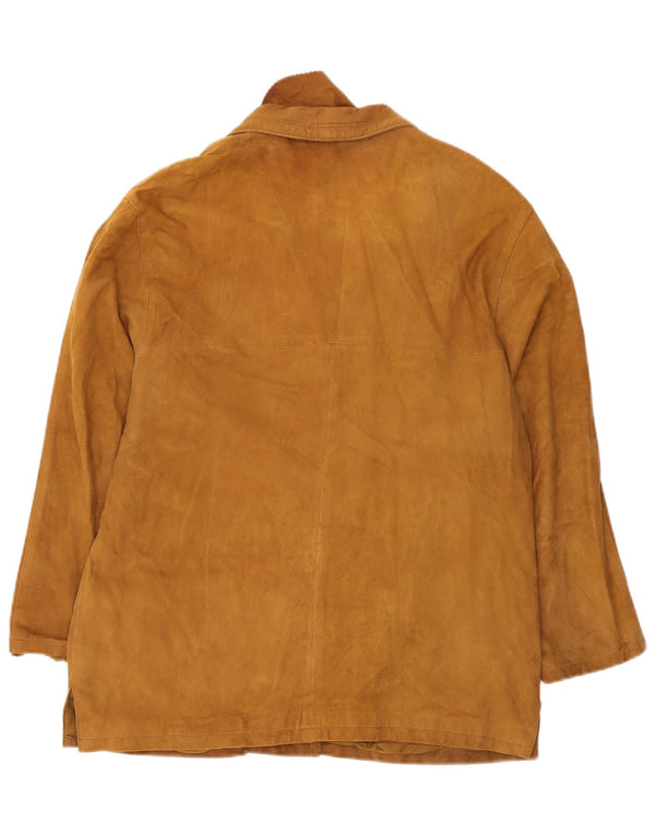 Conbipel Womens Suede 3 Button Blazer Jacket UK 14 Medium Brown Leather