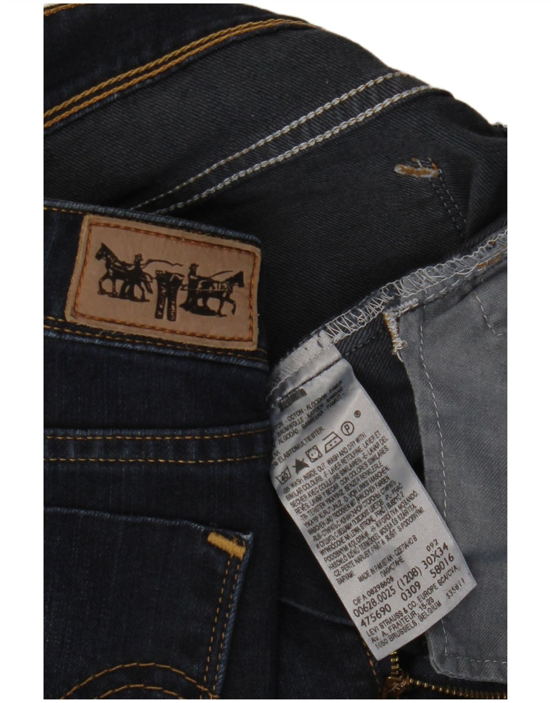 LEVI'S Herre 628 Slim Jeans W30 L34 Marineblå Bomuld