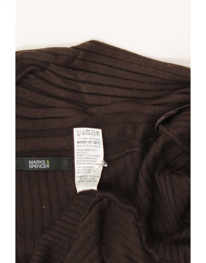 Marks & Spencer Dame Asymmetrisk Åben Cardigan Sweater UK 12 Medium Brun