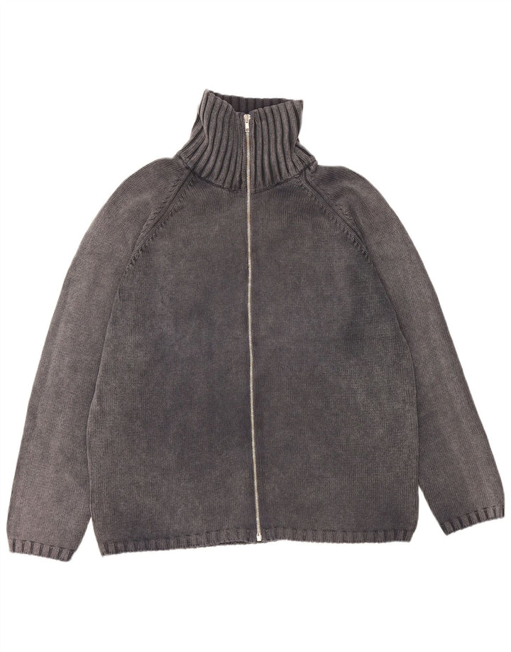 Zara Herre Cardigan Sweater Stor Grå Bomuld