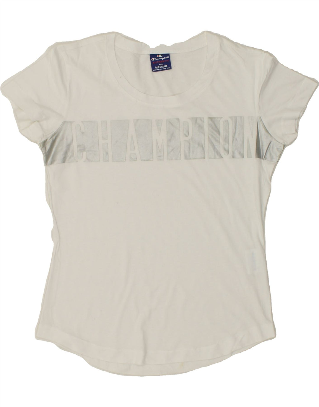 CHAMPION Womens Graphic T-Shirt Top UK 12 Medium Grey Cotton Vintage Champion and Second-Hand Champion from Messina Hembry 