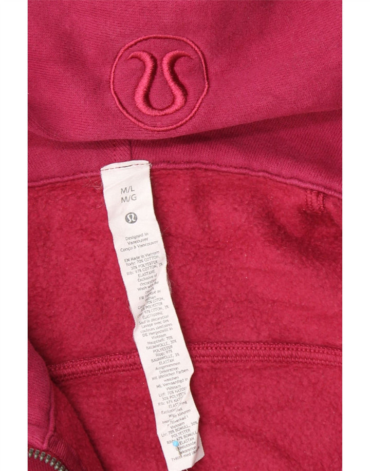 LULULEMON Dame Oversized Crop Hoodie Jumper UK 14 Medium Burgundy
