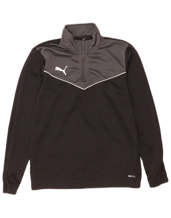 Puma Boys Zip Neck Sweatshirt Jumper 11-12 år Sort Colourblock