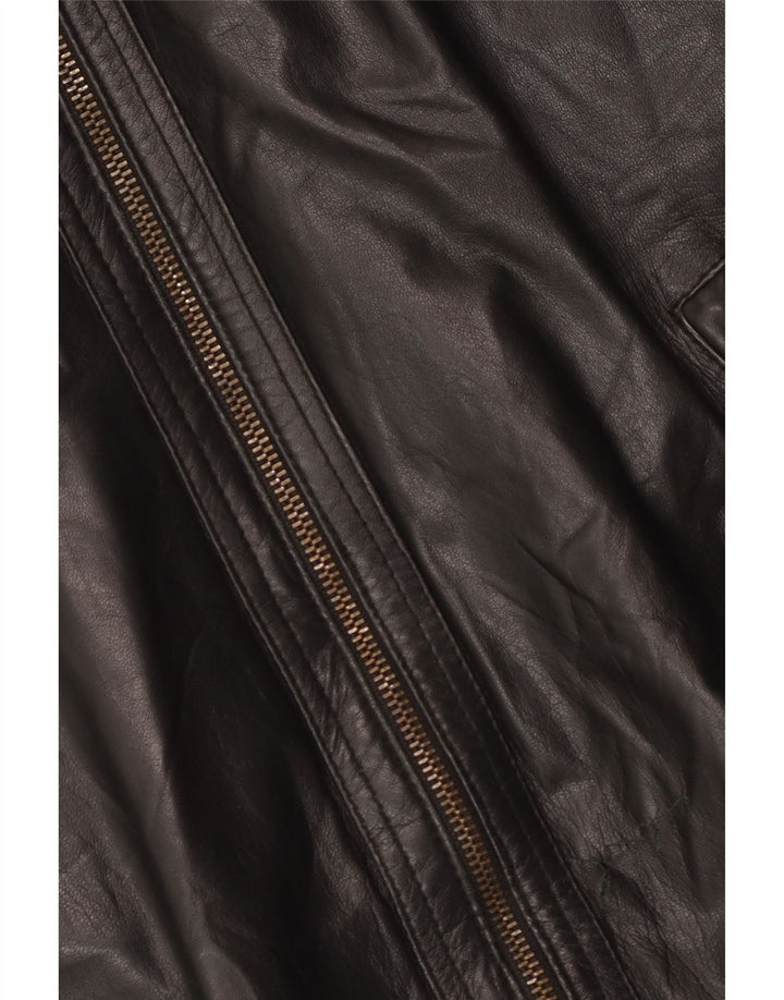 Gianfranco Gotelli Herre Bomber Læderjakke UK 38 Medium Sort Læder