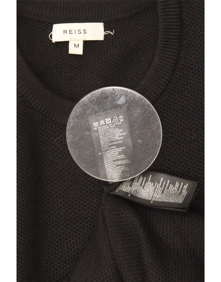 Reiss Herre sweater med rund hals, medium sort uld