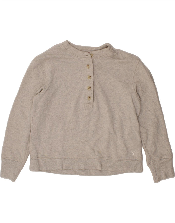 JOULES Womens Crop Button Neck Sweatshirt Jumper UK 12 Medium Grey Flecked Vintage Joules and Second-Hand Joules from Messina Hembry 