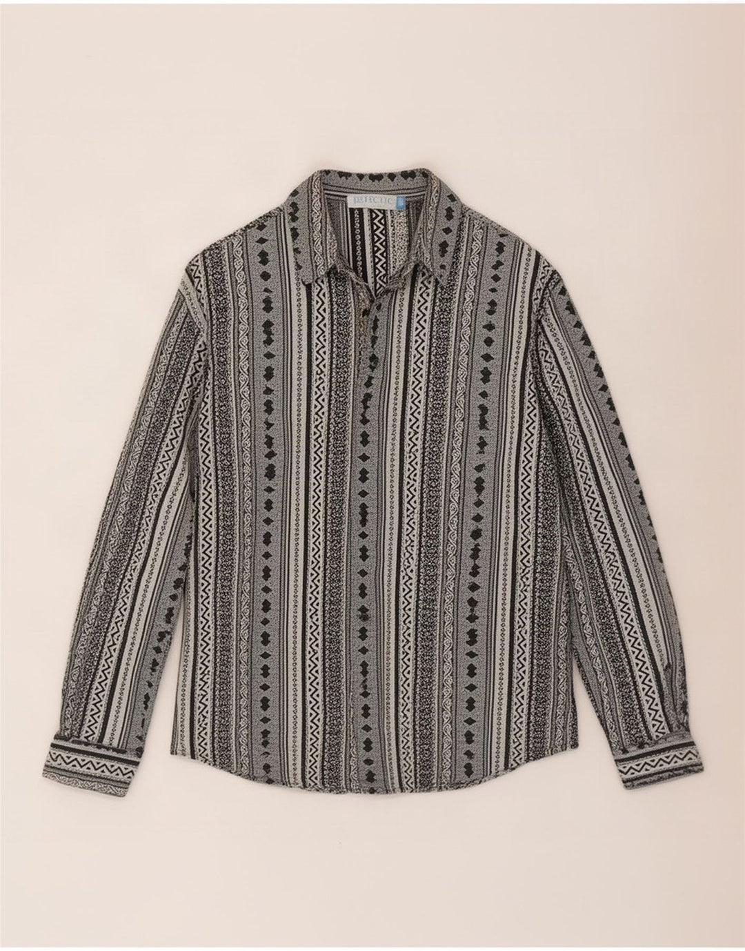 Vintage herreskjorte stor gråstribet viskose