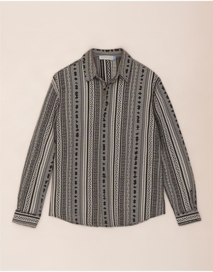 Vintage herreskjorte stor gråstribet viskose