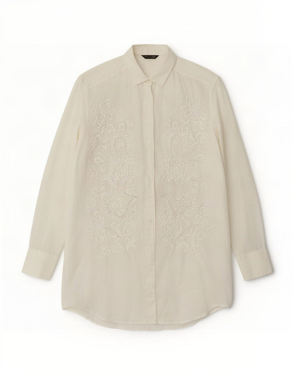 Massimo Dutti Dame Se Through Shirt Dress UK 10 Small White Floral