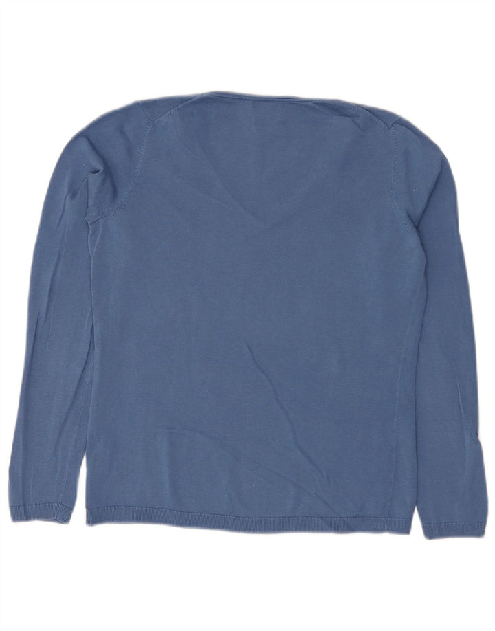 Massimo Dutti Dame V-hals sweater UK 10 Lille Blå Bomuld