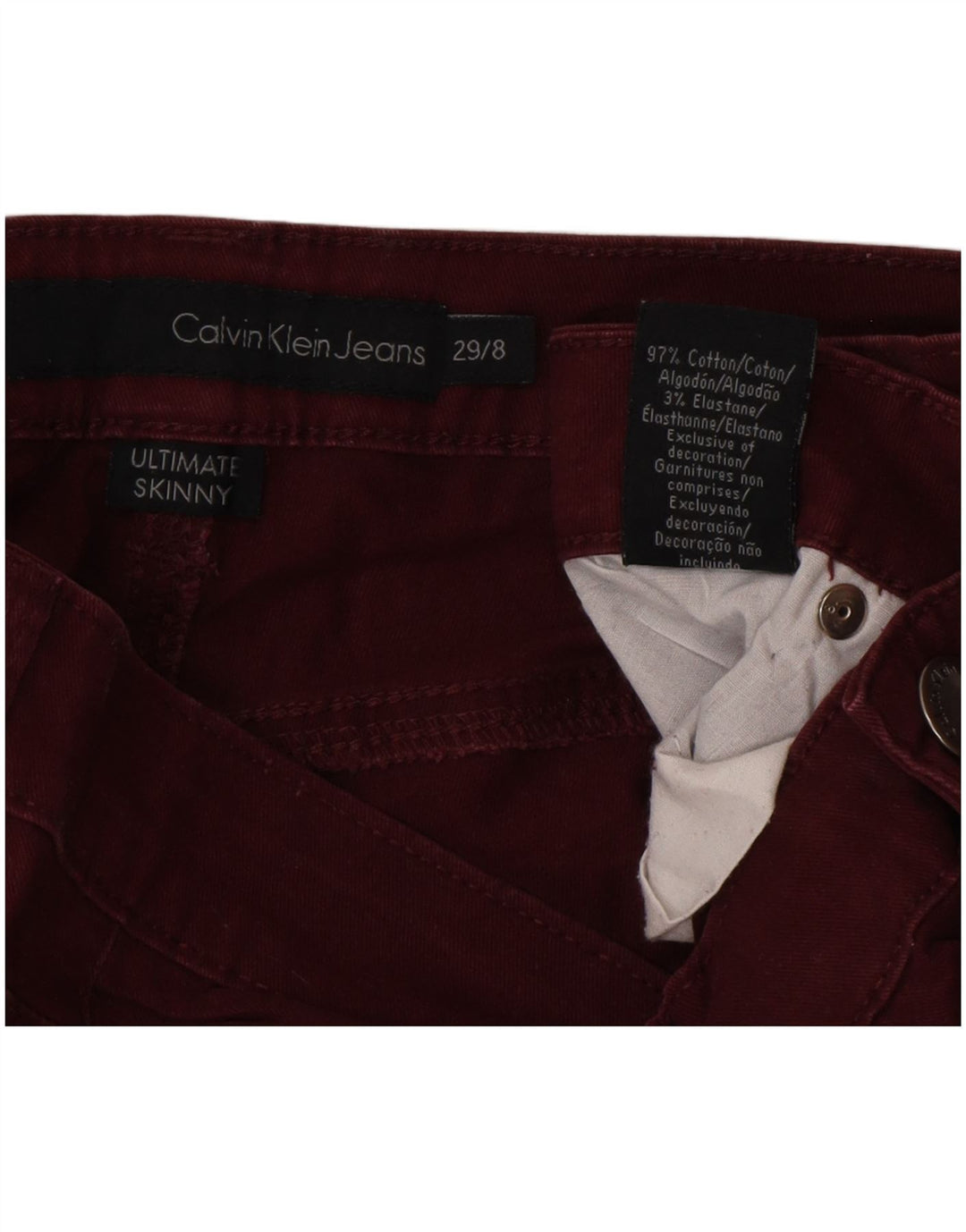 Calvin Klein Dame Ultimate Casual Bukser US 8 Medium W29 L32 Burgundy