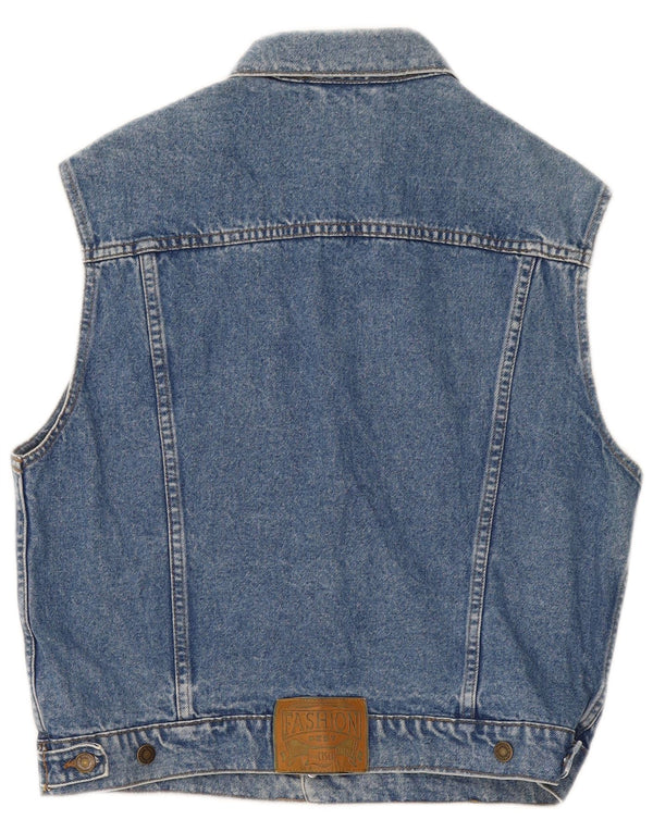Vintage Mens Denim Gilet UK 40 Large Blue Cotton