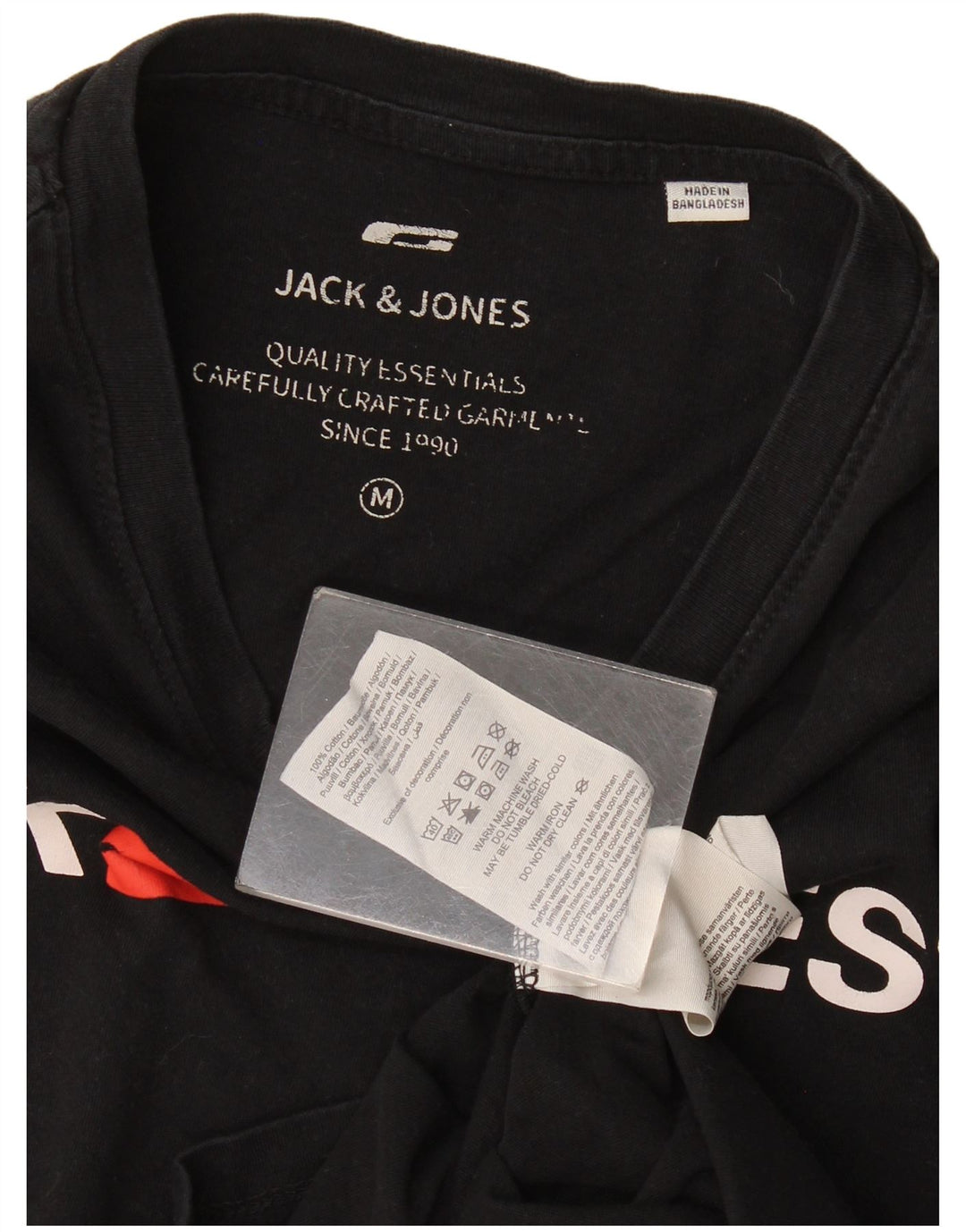 Jack & Jones Herre grafisk T-shirt Top Medium Sort Bomuld