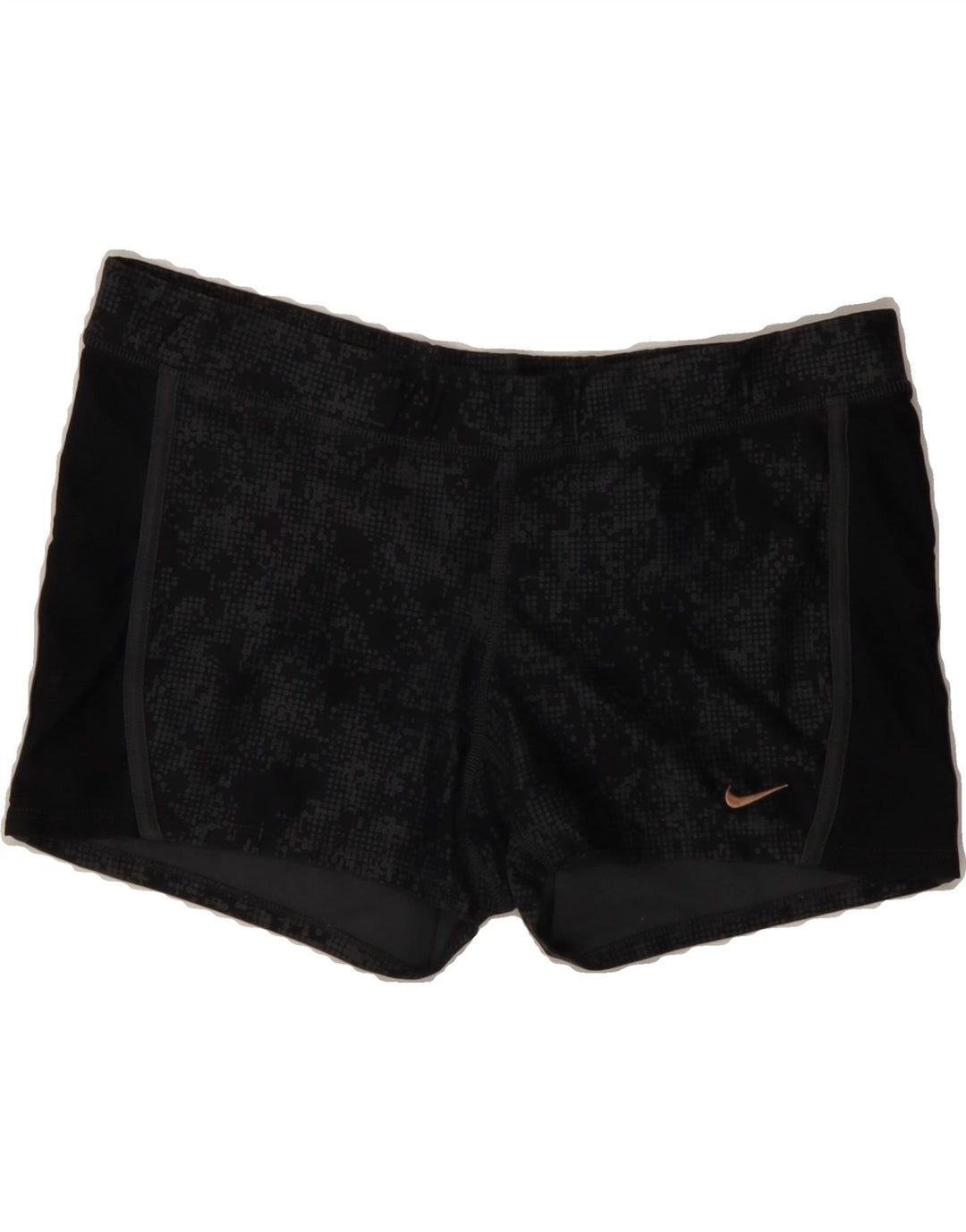 NIKE Womens Dri Fit Sport Shorts UK 14 Medium  Black Spotted Vintage Nike and Second-Hand Nike from Messina Hembry 