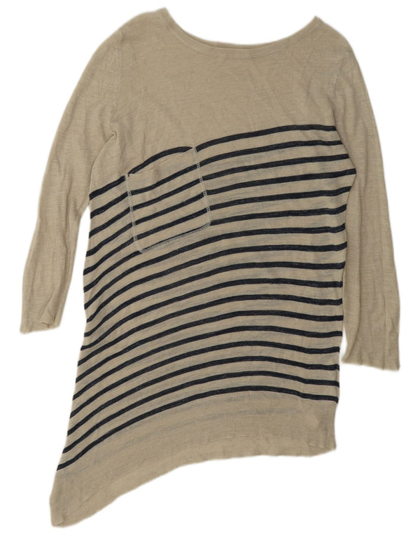 Marks & Spencer Dame Asymmetrisk Boat Neck Jumper Sweater UK 12 Medium Bei