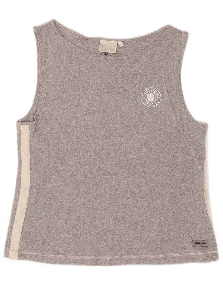 DIADORA Womens Crop Vest Top UK 10 Small Grey Colourblock