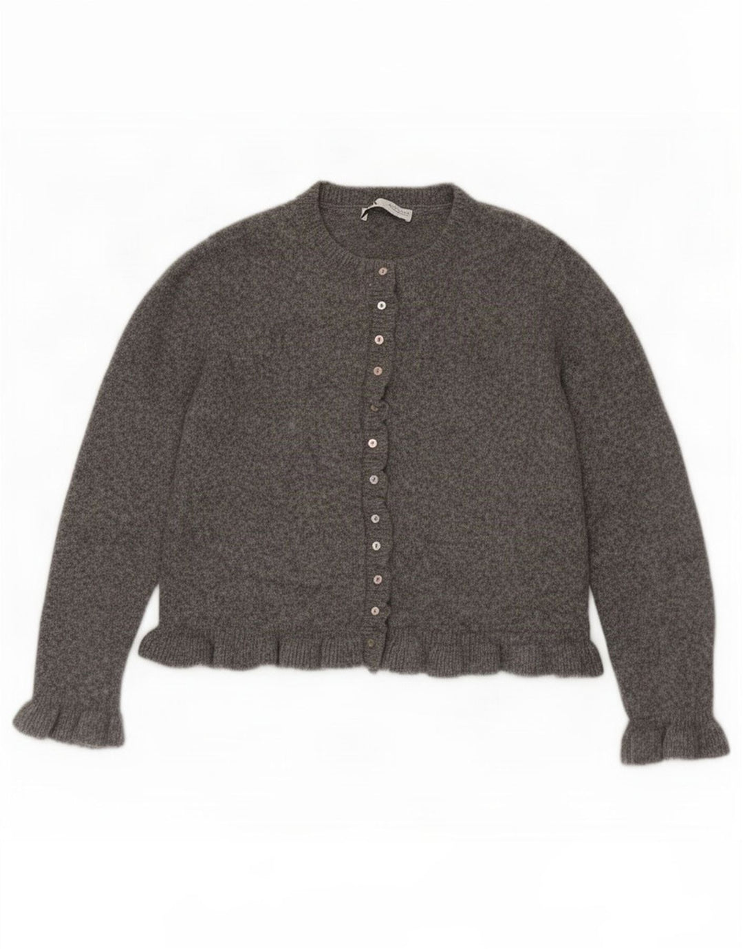 Zara Dame Cardigan Sweater UK 16 Large Grå Polyester