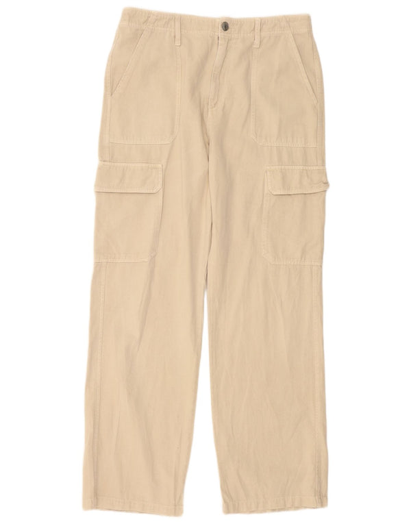 Zara Dame Højtalje Loose Fit Cargo Bukser EU 42 Large W32 L32 Beige