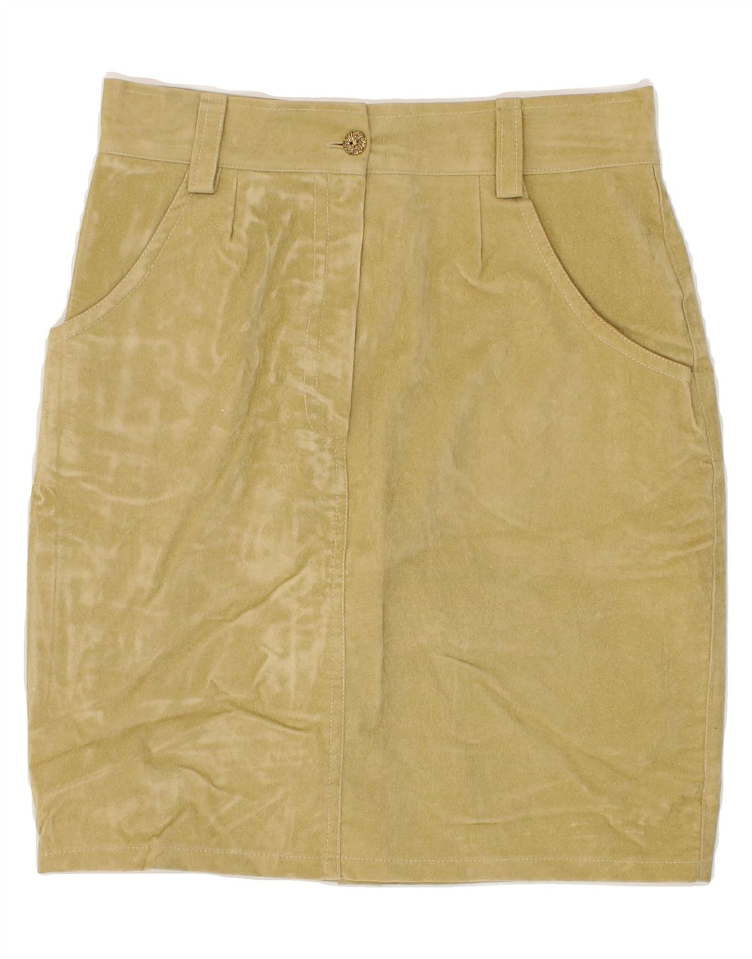 VINTAGE Womens Pencil Skirt IT 44 Medium W28 Yellow Cotton Vintage Vintage and Second-Hand Vintage from Messina Hembry 