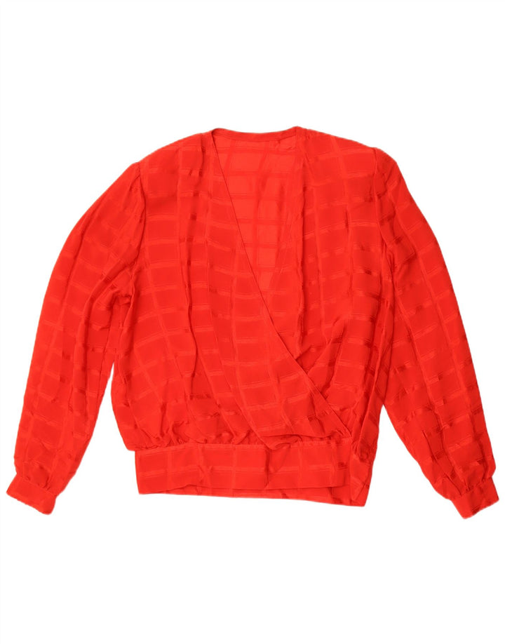 Vintage Dame Langærmet Bluse Top UK 14 Medium Red Check