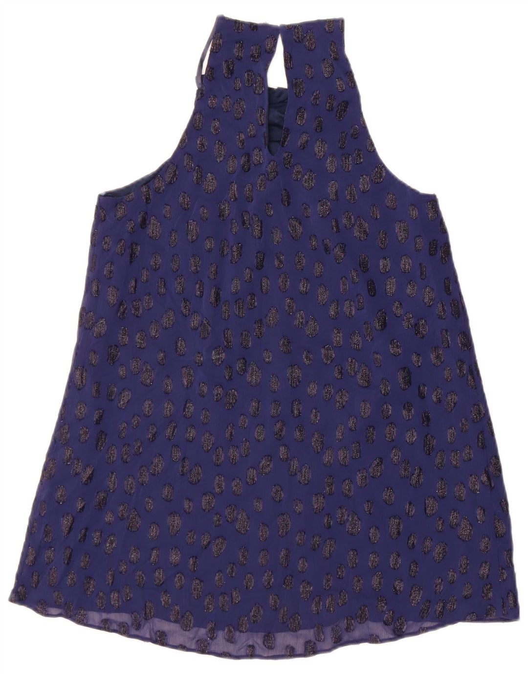 Coast Dame Halter Top UK 10 Small Navy Blue Plettet