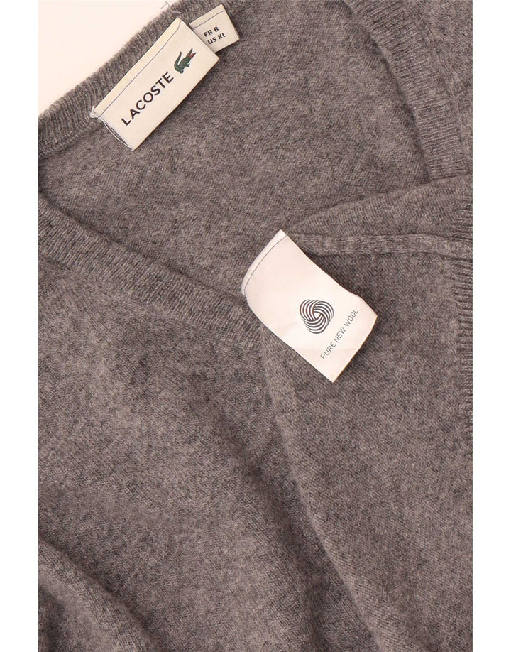 Lacoste Herre V-hals sweater Størrelse 6 XL Grå Flecked Wool