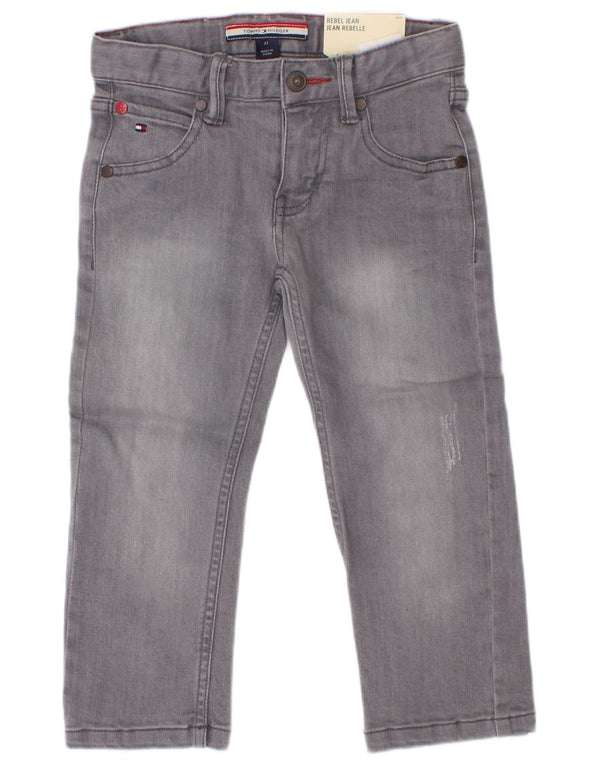 Tommy Hilfiger Boys Distressed Straight Jeans 2-3 år W22 L15 Grå Bomuld