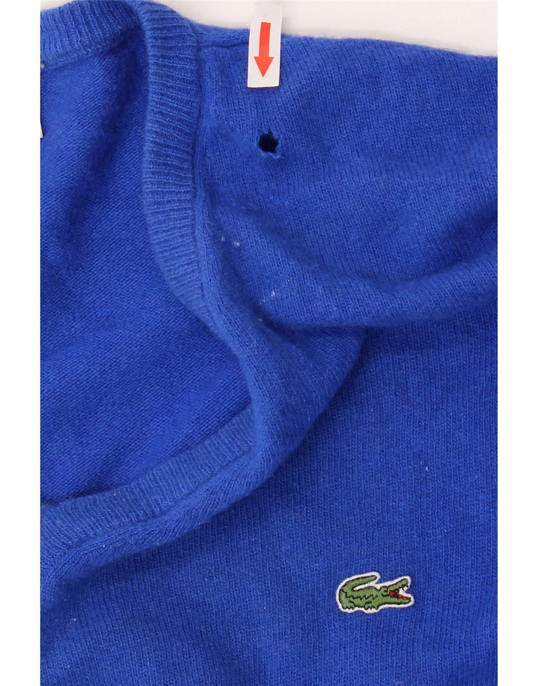 Lacoste Herre V-hals sweater str. 6 XL Blå Virgin Wool