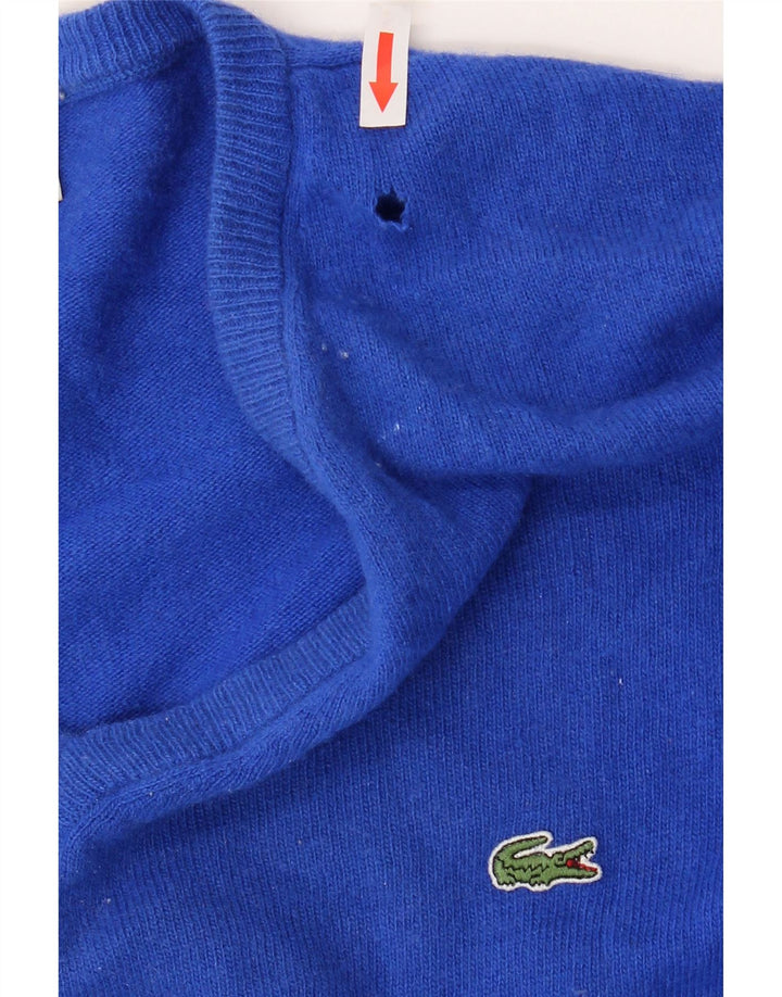 Lacoste Herre V-hals sweater str. 6 XL Blå Virgin Wool